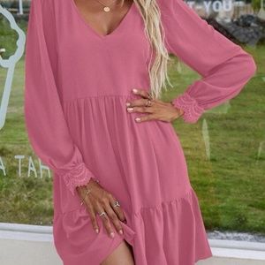 Ruffle hem V-neck dress